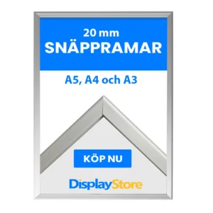20 mm Snäppram med gerade hörn - storlek A5, A4 samt A3