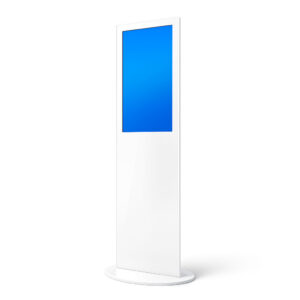Fristaende-Digital-Totem-Golvskylt-med-Touch-32-tum-4K-Vit